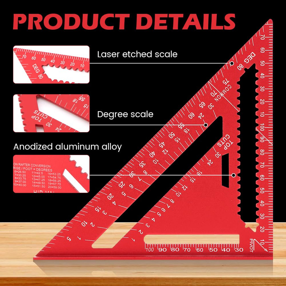 Woodworking Basic Tools - Aluminum Alloy Speed Square High Precision