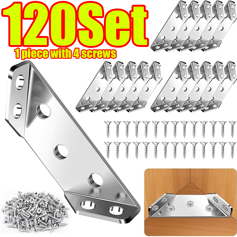 Woodworking Shop - 1-120Set Furniture Corner Connector Stainless Steel