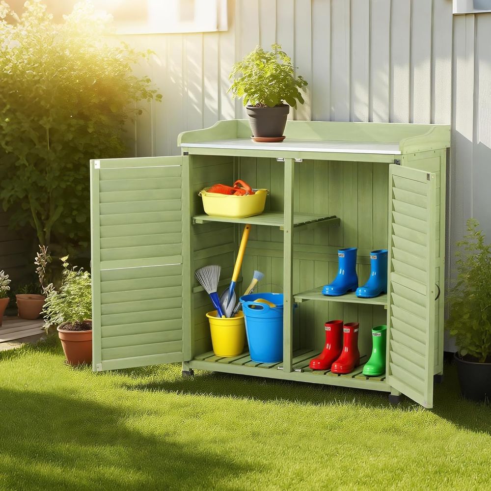 Outdoor Potting Bench with Met - Woodworking Or Woodworking review and price