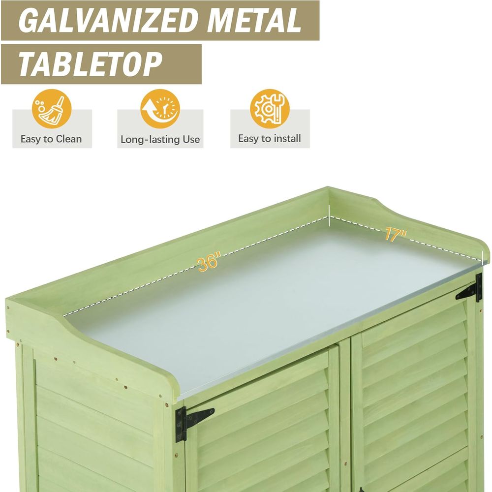 Outdoor Potting Bench with Met - Woodworking Or Woodworking review and price